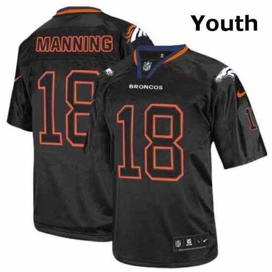 Youth Nike Denver Broncos 18 Peyton Manning Elite Lights Out Black NFL Jersey